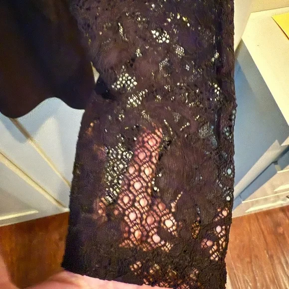 NWT INC International Concepts Black Pullover w Lace Sleeve & Shoulder Accents - Picture 7 of 11